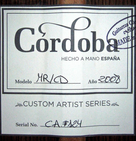 2008 Cordoba "Custom Artist" CD/AR