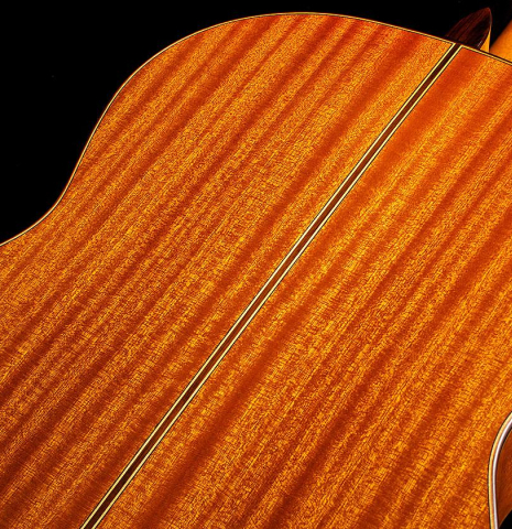 The back and sides of a Cordoba "C9" classical guitar made of cedar and mahogany