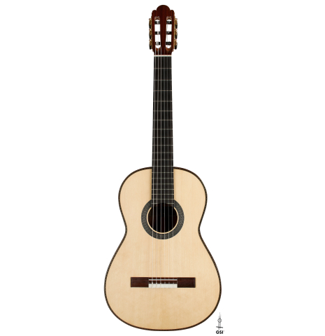 The front of a Cordoba Guitars Master Series "Torres" classical guitar made of spruce and Indian rosewood