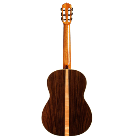 The back of Cordoba C12 classical guitar with cedar soundboard