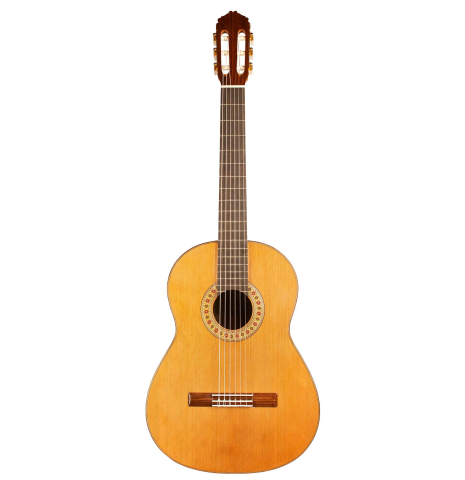 The front of a Cordoba Guitars Master Series "Rodriguez" classical guitar made with cedar and Indian rosewood.