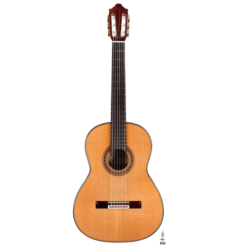 The front of a new Cordoba Luthier Select Series "Friederich" made of cedar and Indian rosewood on a white background