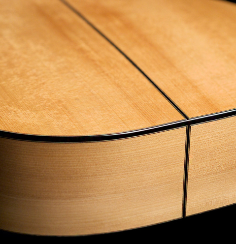 The back and sides of a 2021 Andy Culpepper classical guitar made of spruce and cypress