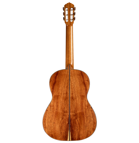 The back of a 2025 Andy Culpepper classical guitar made of cedar and Honduran rosewood