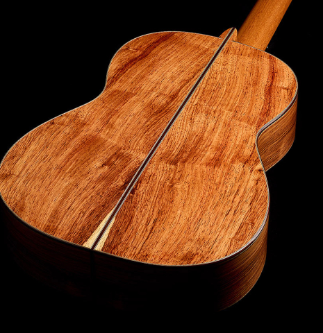 The back and sides of a 2025 Andy Culpepper classical guitar made of cedar and Honduran rosewood