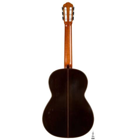 The back of a 2000 Matthias Dammann classical guitar (ex Scott Tennant) made of cedar and CSA rosewood