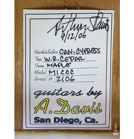 2006 Arthur Davis "Cutaway" CD/CY