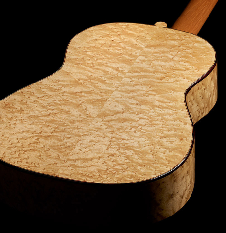 The back and sides of a 2025 Francesco De Gregorio "Torres, SE 111" classical guitar made of spruce and maple