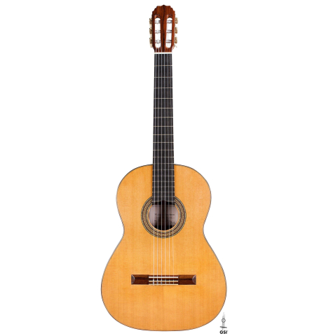 The front of a 2020 Vladimir Druzhinin classical guitar made of cedar and African rosewood. The front of a 2020 Vladimir Druzhinin classical guitar made of cedar and African rosewood.