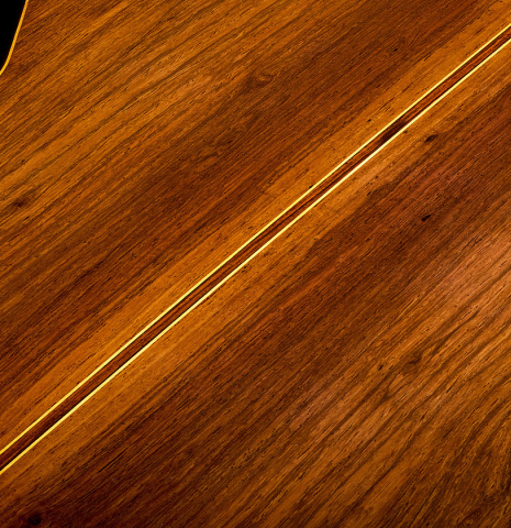 The back center seam of a 2026 Vladimir Druzhinin "Special" classical guitar made of spruce and African rosewood