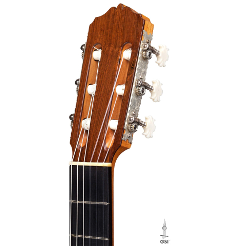 The headstock of a 1932 Domingo Esteso classical guitar made of spruce and CSA rosewood