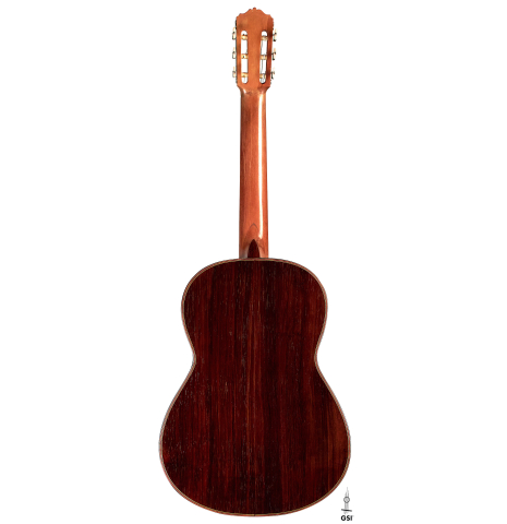 The back of a 1933 Domingo Esteso classical guitar made with spruce and CSA rosewood