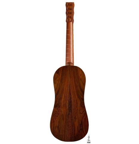 The back of a 2007 Lucian Faria "Baroque Guitar" made of spruce and CSA rosewood