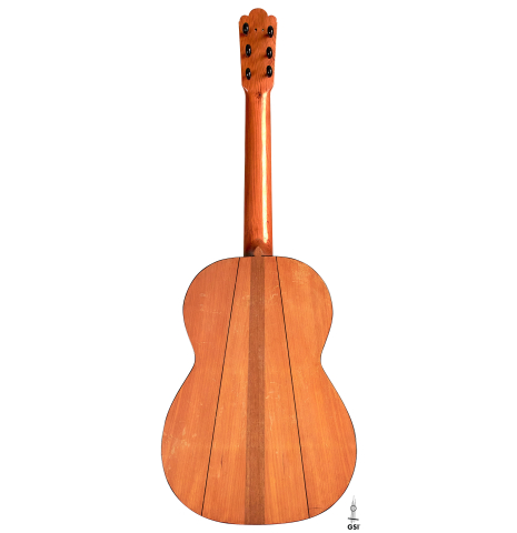 The back of a 1891 Benito Ferrer historical classical guitar