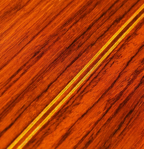 The back of a 1968 Ignacio Fleta classical guitar made of cedar and Indian rosewood