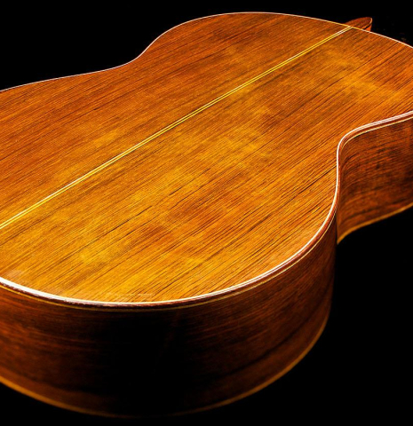 The back and sides of a 1965 Ignacio Fleta classical guitar made of spruce and CSA rosewood