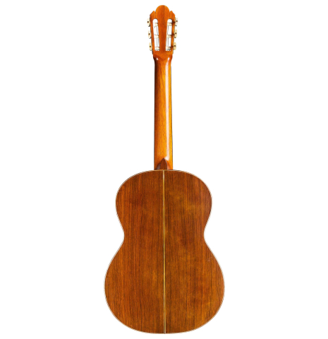 The back of a 1965 Ignacio Fleta classical guitar made of spruce and CSA rosewood