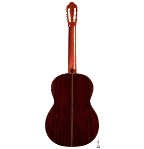 The back of a 1976 Ignacio Fleta (ex Craig H. Russell) Classical Guitar made with cedar and Indian rosewood