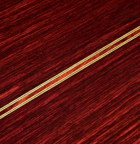 The back of a 1976 Ignacio Fleta (ex Craig H. Russell) Classical Guitar made with cedar and Indian rosewood