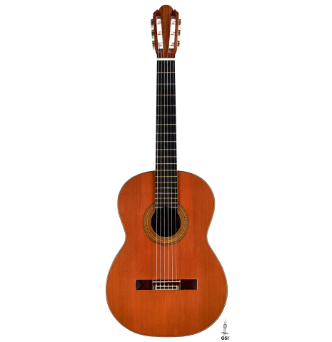 The front of a 1972 Ignacio Fleta classical guitar made of cedar and Indian rosewood