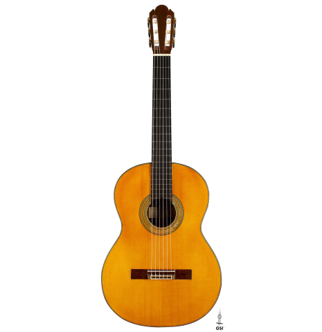 The front of a 1966 Ignacio Fleta classical guitar made of spruce and CSA rosewood