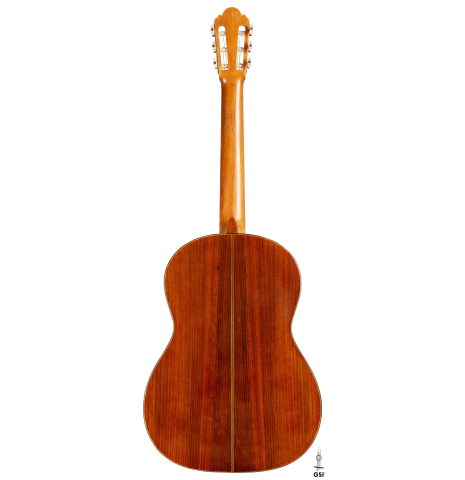 The back of a 1960 Ignacio Fleta classical guitar made of spruce and CSA rosewood