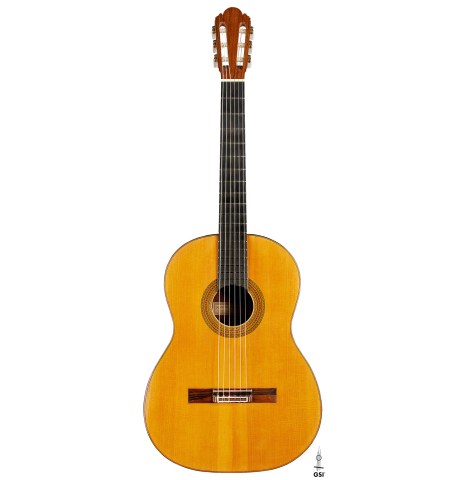 The front of a 1960 Ignacio Fleta classical guitar made of spruce and CSA rosewood