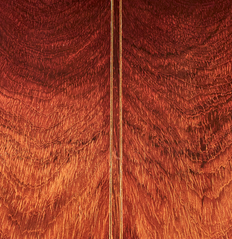 The back of a 1965 Daniel Friederich classical guitar made of spruce and CSA rosewood