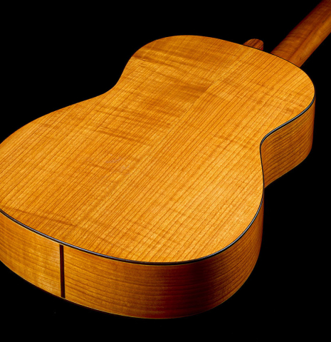 The back and sides of a 1968 Pietro Gallinotti classical guitar made of spruce and cherry