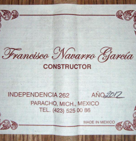 2012 Francisco Navarro Garcia "Student Classical" CD/PE
