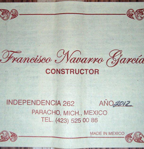 2012 Francisco Navarro Garcia "Student Classical" CD/PE