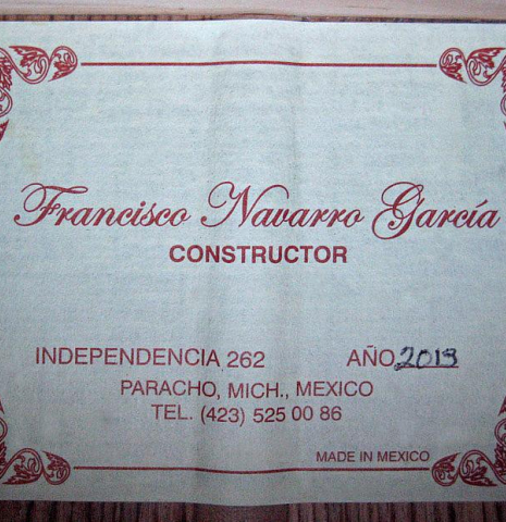 2013 Francisco Navarro Garcia "Student Classical" CD/PE