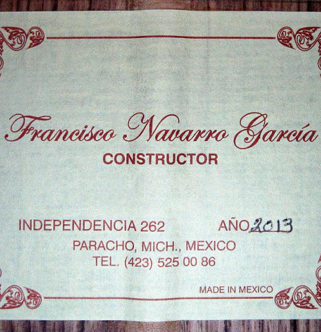 2013 Francisco Navarro Garcia "Student Classical" SP/PE