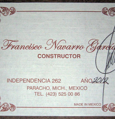 2012 Francisco Navarro Garcia "Smallman Premium" CD/CO