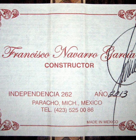 2013 Francisco Navarro Garcia "Hauser" SP/IN