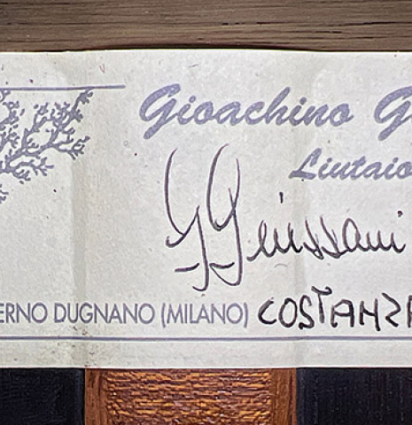 This is the label of a 1994 Gioachino Giussani SP/CSAR classical guitar, ex Angel Romero