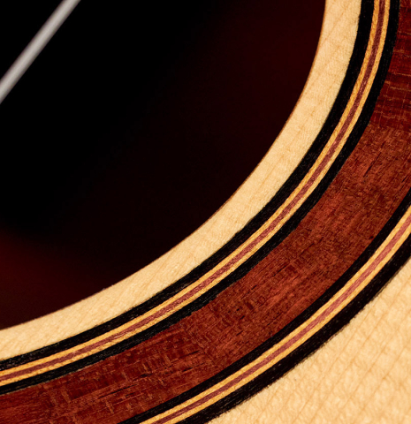 This is close-up of the rosette of a 1994 Gioachino Giussani SP/CSAR classical guitar, ex Angel Romero
