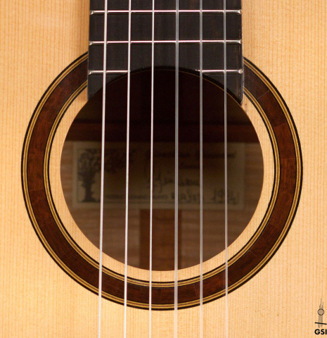 This is the rosette of a 1994 Gioachino Giussani SP/MP classical guitar, ex Angel Romero