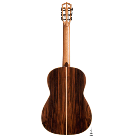 The back of a 2019 Mario Gropp &quot;Weissgerber&quot; made of spruce and exotic ebony