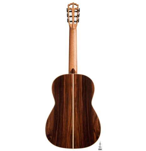 The back of a 2019 Mario Gropp "Weissgerber" made of spruce and exotic ebony