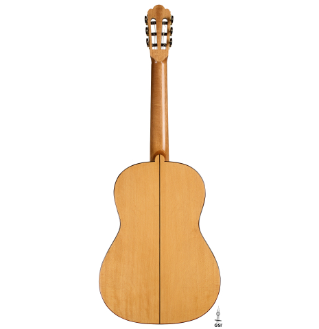 The back of a 2025 Yulong Guo "Torres SE 124" classical guitar made of spruce and cypress