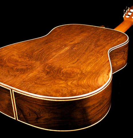 The back and sides of a 2015 Henner Hagenlocher made with spruce top and CSA rosewood
