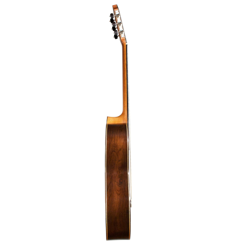 The side of a 2015 Henner Hagenlocher made with spruce top and CSA rosewood back and sides
