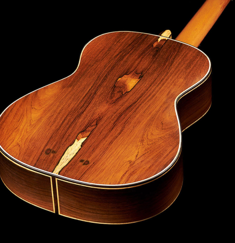 The back and sides of 2024 Henner Hagenlocher "640" classical guitar made of spruce and CSA rosewood