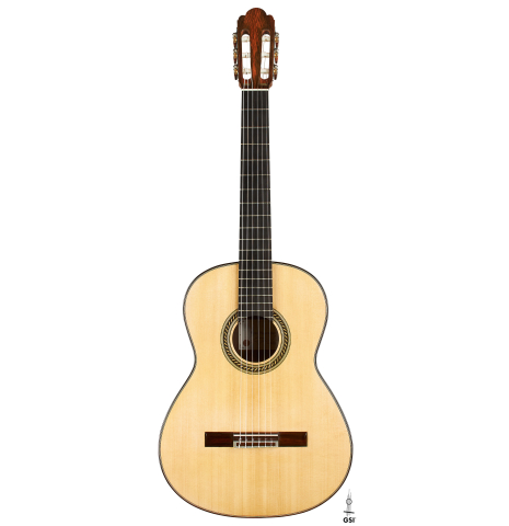 The front of 2024 Henner Hagenlocher "640" classical guitar made of spruce and CSA rosewood
