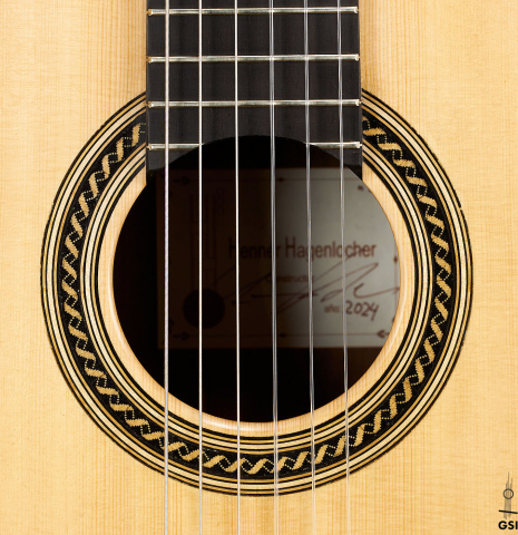 The rosette of 2024 Henner Hagenlocher "640" classical guitar made of spruce and CSA rosewood