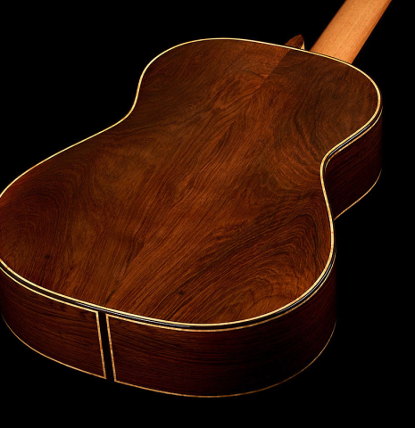 The back and sides of a 2026 Henner Hagenlocher classical guitar made of spruce and CSA rosewood