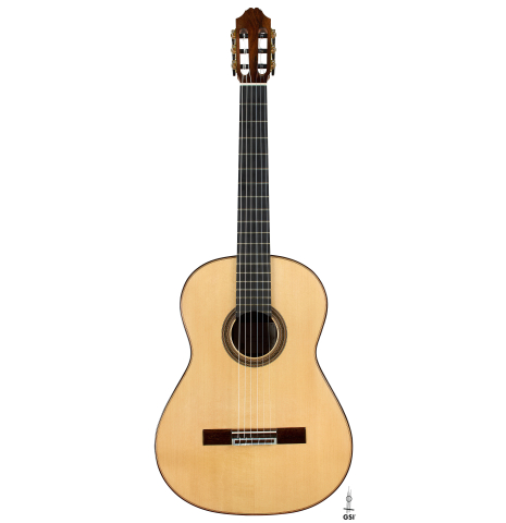 The front of a 2026 Henner Hagenlocher classical guitar made of spruce and CSA rosewood