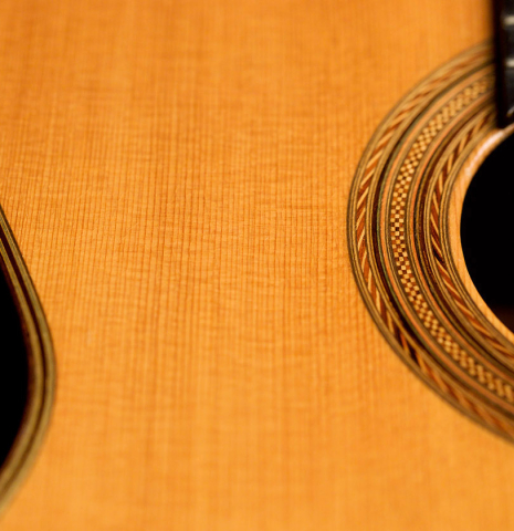 The soundboard of a 1951 Hermann Hauser I (ex John DeRose) made with spruce and CSA rosewood
