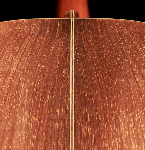 The back of a 1939 Hermann Hauser I classical guitar made with spruce and CSA rosewood.